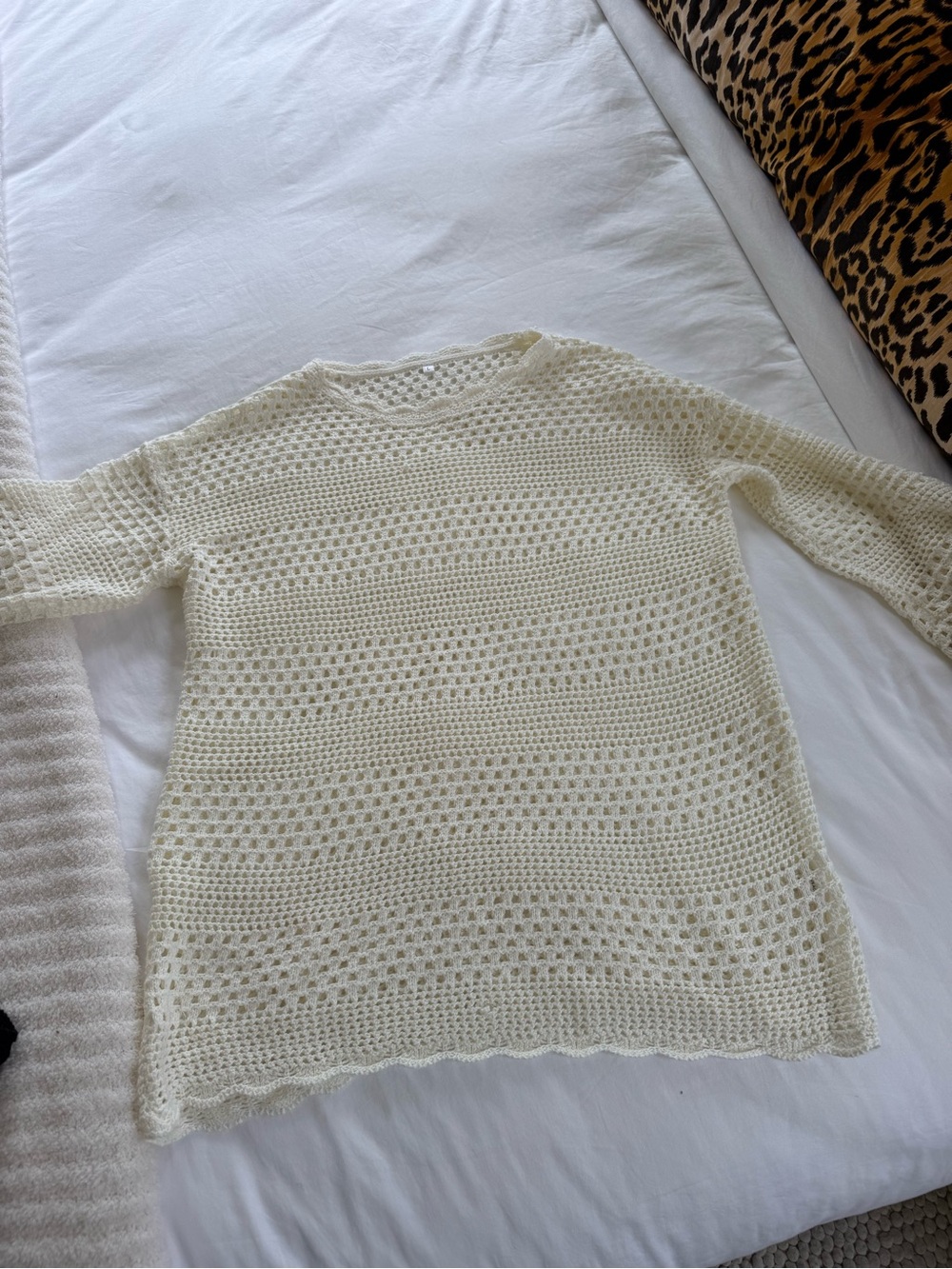 Cream Crochet Open-Knit Women’s coverup